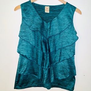Faded Glory Turquoise Sleeveless Ruffle Shirt